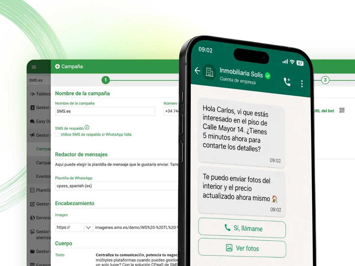 Vista de la plataforma SMS.es